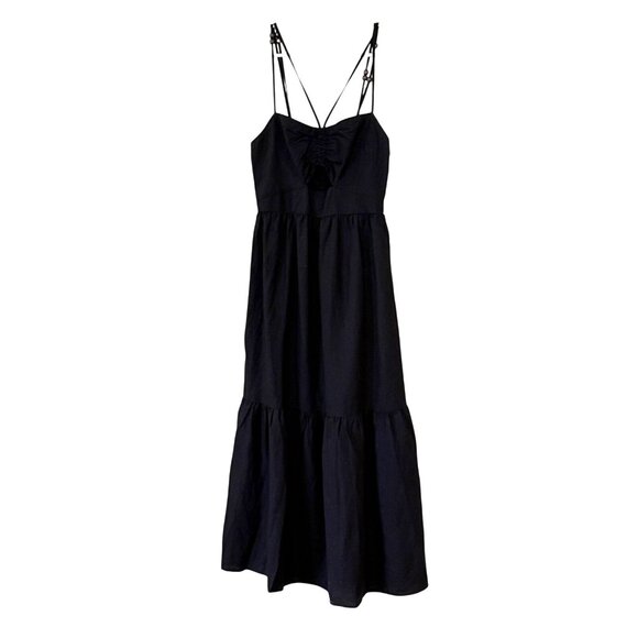 JASON WU Spaghetti Strap Linen Sun Dress with Cutout Wooden Bead Midi Maxi Small - Picture 1 of 13